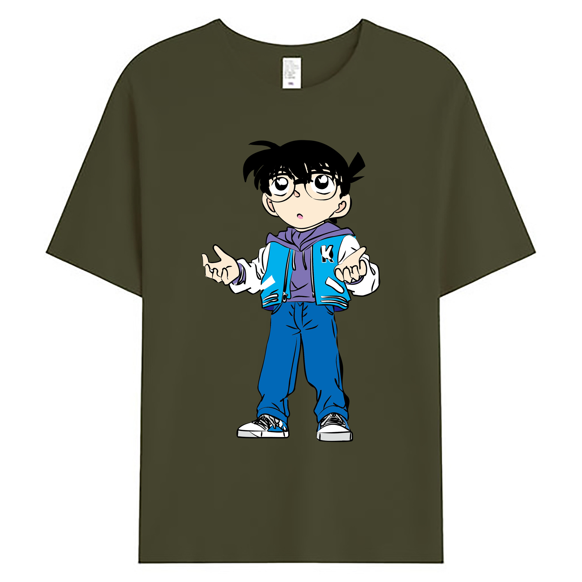 （画像用） 名探偵コナン 江戸川 コナン Detective Conan Conan Edogawa 綿100％ メンズ半袖Tシャツ｜肌触りやわらか＆通気性